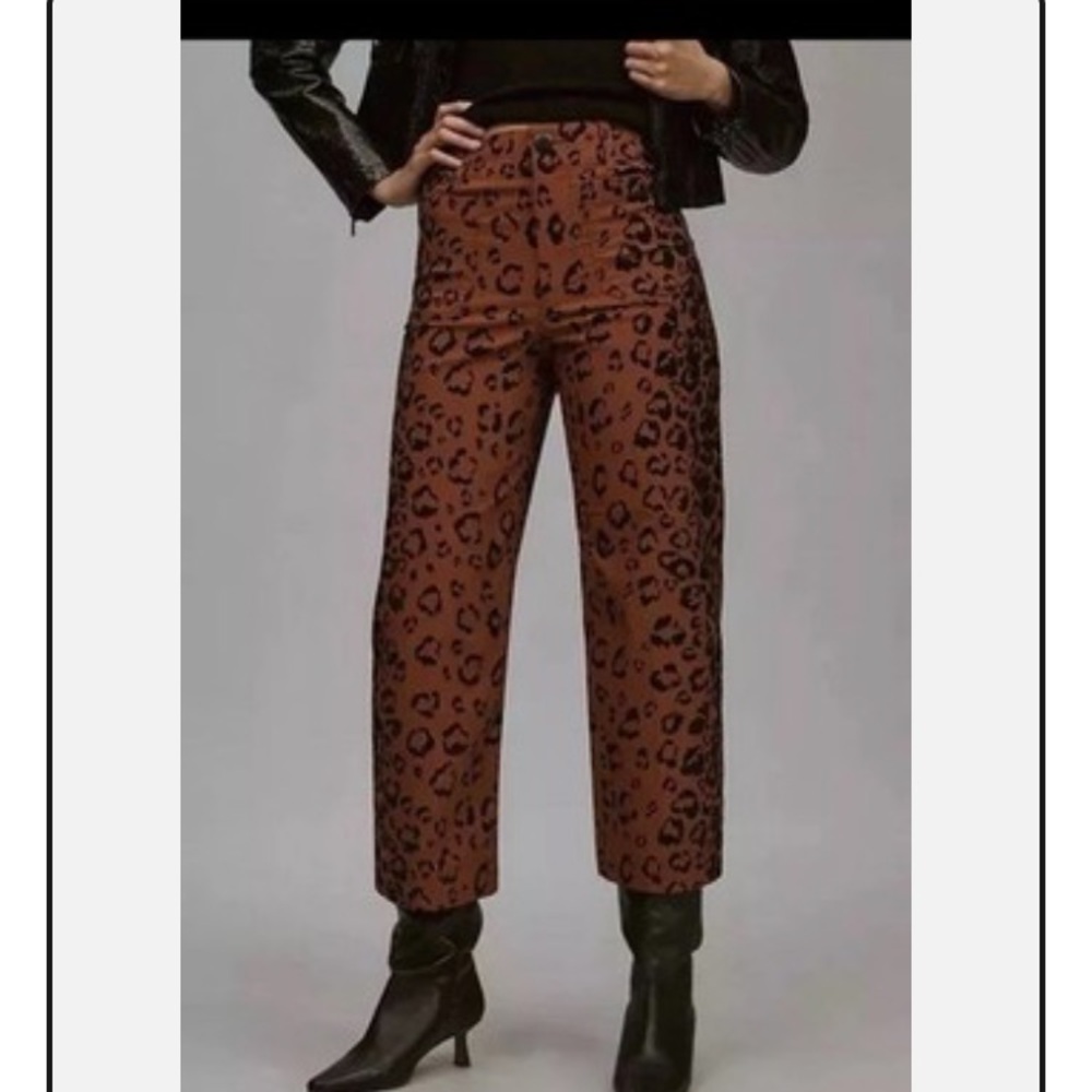 Anthropologie Colette Brown Leopard Print Cropped Pants